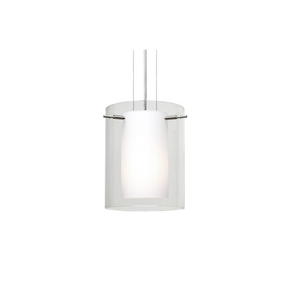 Besa Lighting Pahu 8 Cable Pendant, Clear/Opal, Satin Nickel Finish, 1x100W Incandescent 1KG-C00607-SN - main